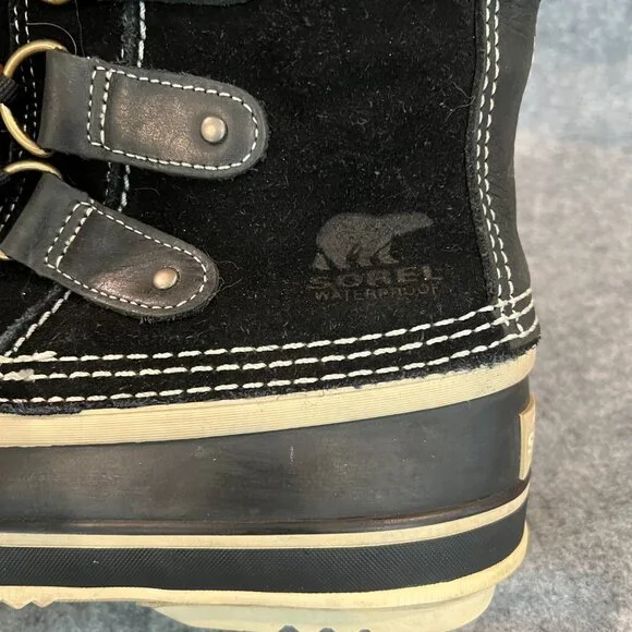 Sorrel Joan of Artic sz 6 black suede faux fur boots waterproof - Picture 7 of 8